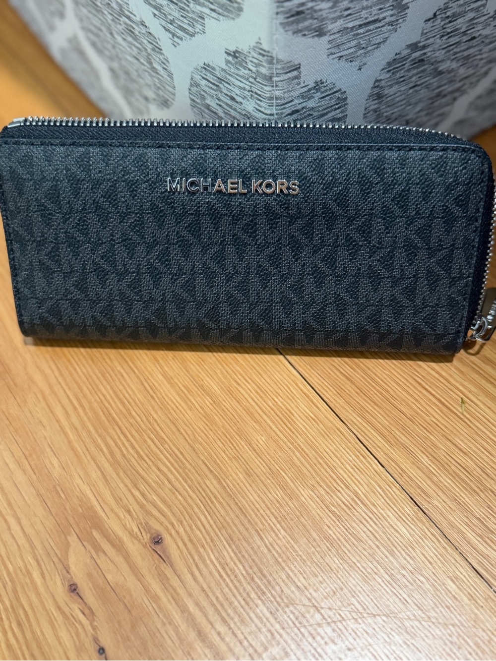 Michael Kors Black Monogram Zip Wallet